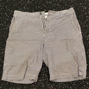 Black and white gingham seersucker shorts
